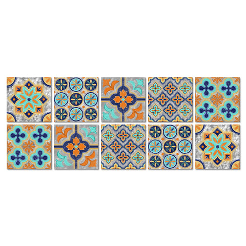 Vibrant orange and blue: the fashionable rhythm of tile stickers