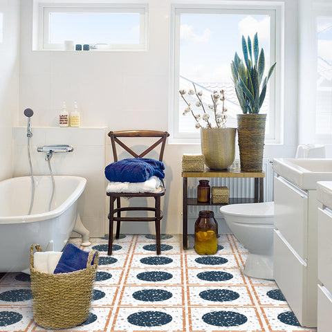 Terrazzo Style Blue Circle Tile Decal