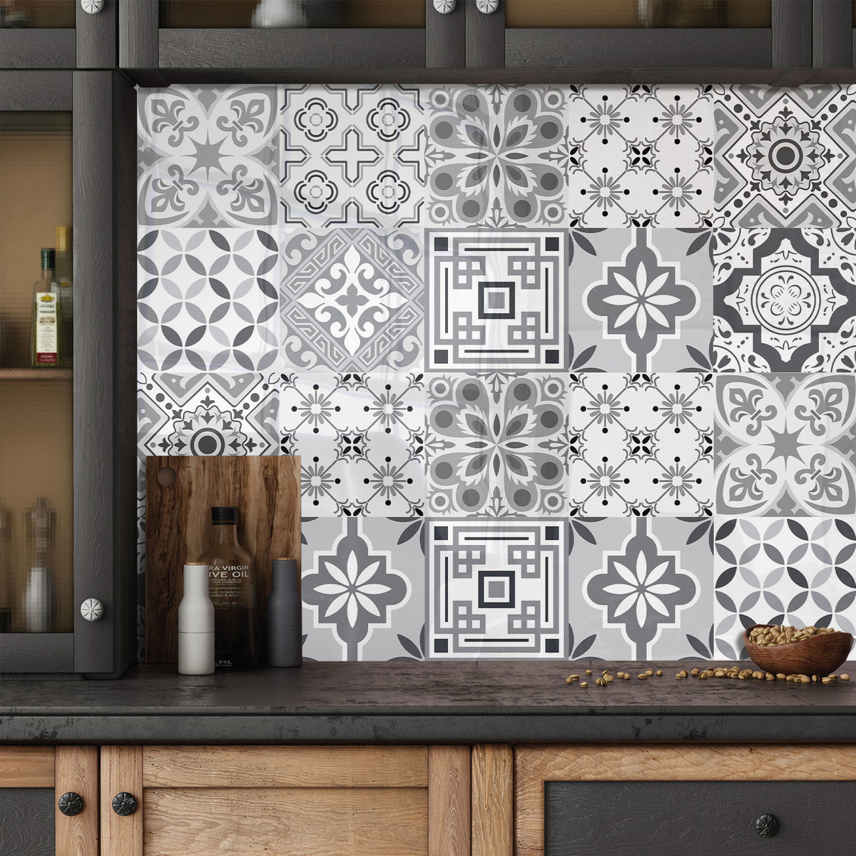 Simple gray rhyme: the modern style of tile stickers