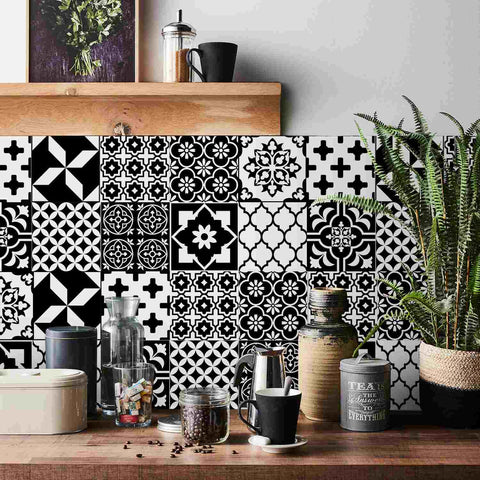 Black and White Geometric Tiles Creative tile stickers