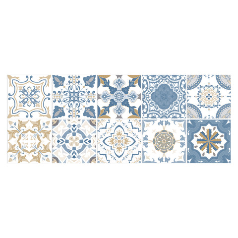 Blue-brown elegant tile stickers: inject retro charm into the space