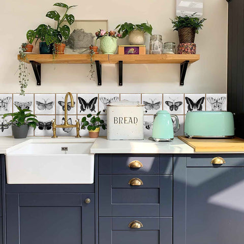 Provence Butterfly Wall Tile Stickers - Stylish Peel and Stick Decals, Residue-Free, Set of 10, Perfect for Kitchen and Bathroom Decor
