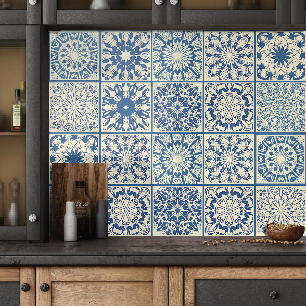 Blue and yellow interweaving: the romantic style of tile stickers