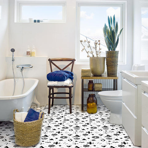 Chic Black and White Abstract Shape Tile Decal