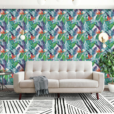 Tropical Floral Forest Wallpaper - Vibrant Colors and Diverse Foliage in a Tropical Design