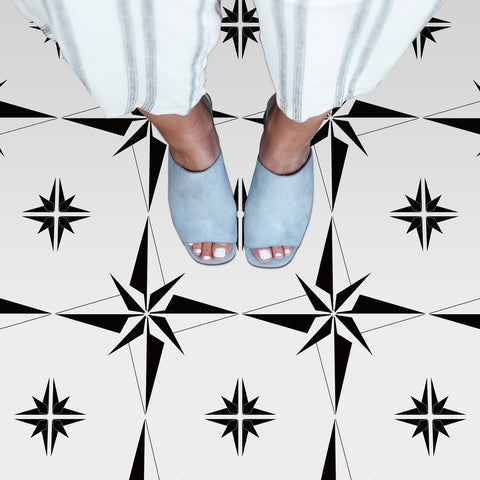 Removable Flooring Kitchen Tile, Decal Changing Table Tile Paste Wall Sticker for Home Removable Tile Sticker Eight-Pointed Star PVC, 5pcs