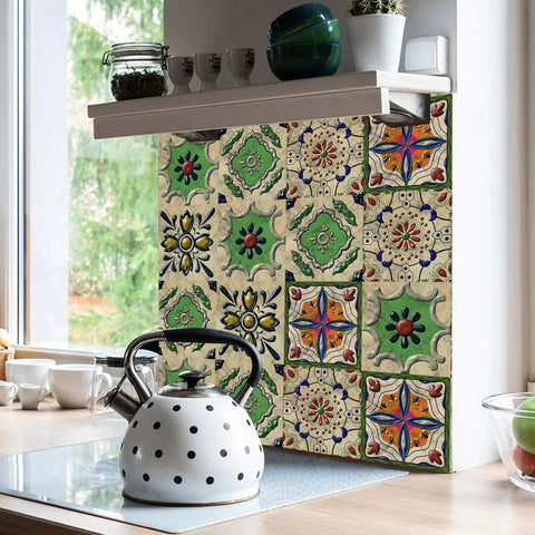 Green Vintage Nature Art Thickened Frosted Tile Stickers 5 PCS