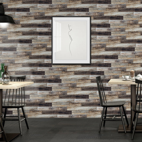 Gray and Brown Wood Effect Wallpaper - Versatile Decor for Any Room