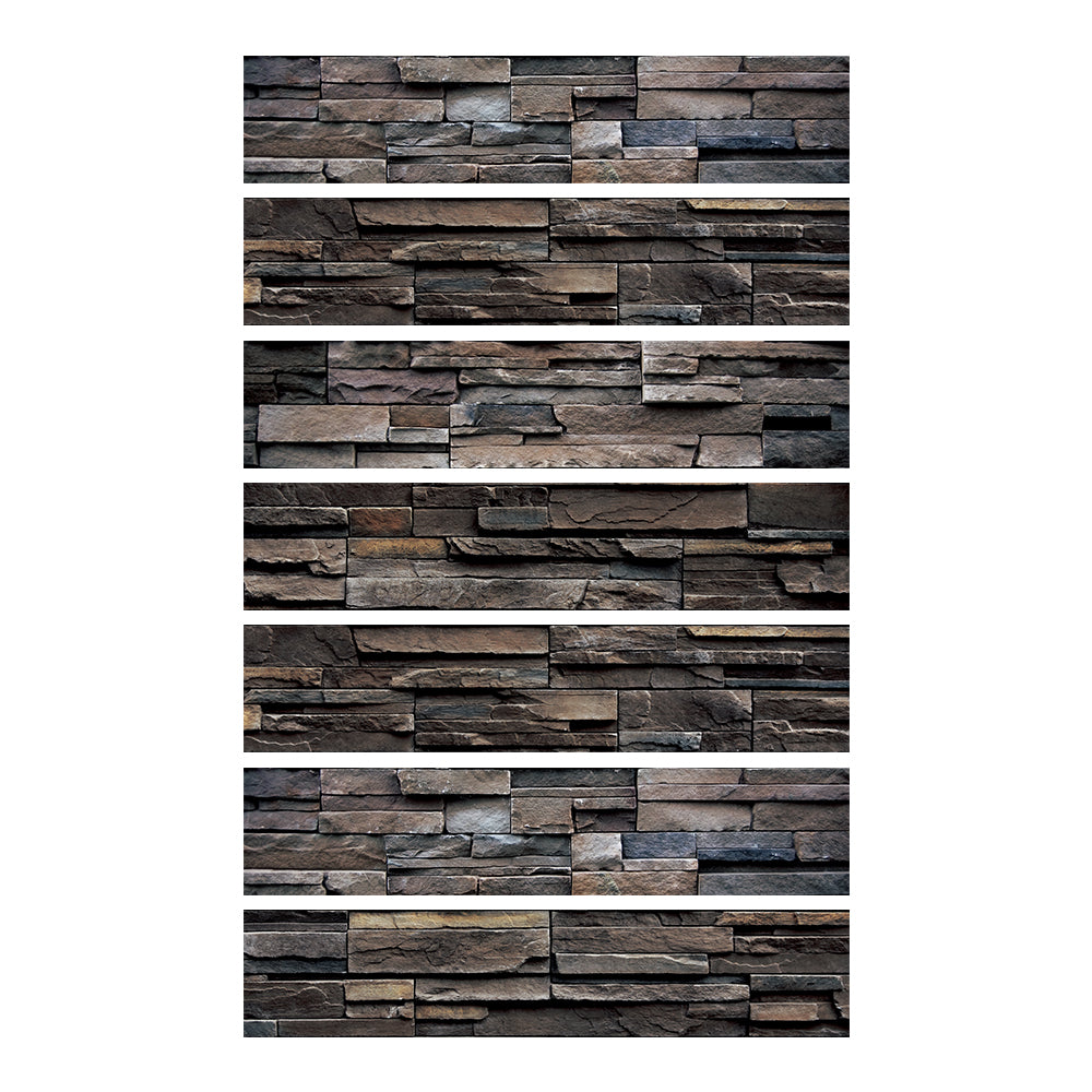 Deep Brown Peel and Stick Stone Wallpaper Stone 3D Texture Tiles 7pcs  Luxury