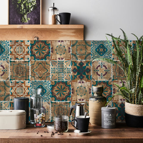 Retro blue-brown tile stickers: interpreting the artistic beauty of the years