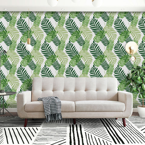 Tropical Green Forest Wallpaper - Interwoven Layers of Greenery in a Natural Design