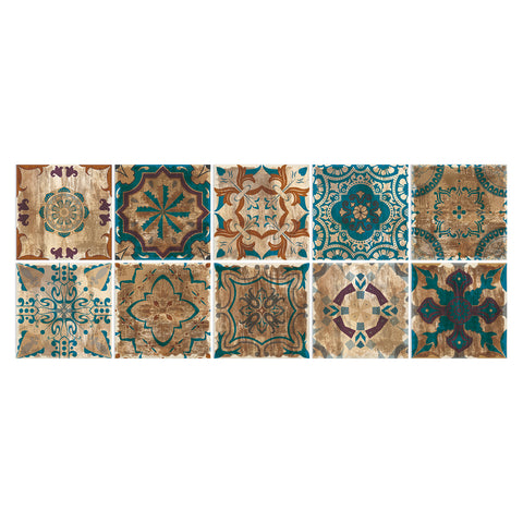 Retro blue-brown tile stickers: interpreting the artistic beauty of the years