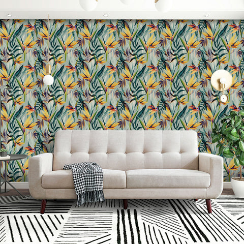 Europe and the United States style forest wallpaper - yellow and green intertwined with the beauty of the rainforest