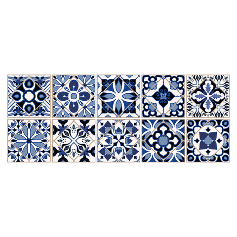 Blue and white classic tile stickers: interpreting the eternal elegance