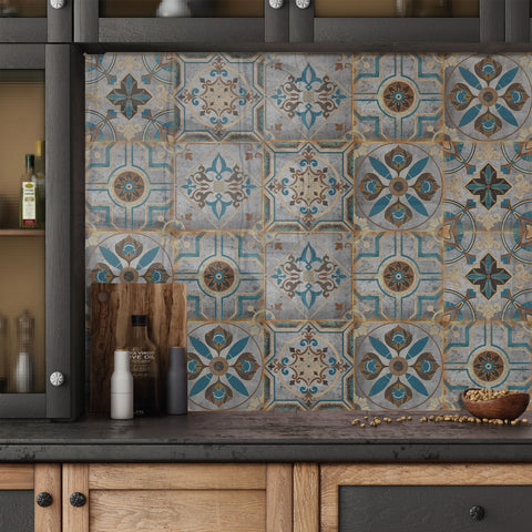 Retro Blues: The Artistic Journey of Tile Stickers