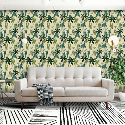 Tropical Foliage Forest Wallpaper - Harmonious Blend of Deep Green Leaves and Natural Textures