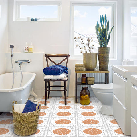 Contemporary Orange Circle with Speckles Tile Sticker