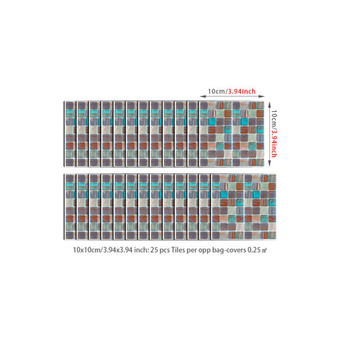 Green and Red Stone Wallpaper Stone Texture Mosaic Jewel Tiles 25pcs Peel and Stick