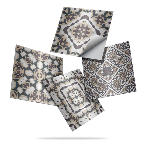 Gray-white rhythm: art tile sticker with irregular patterns