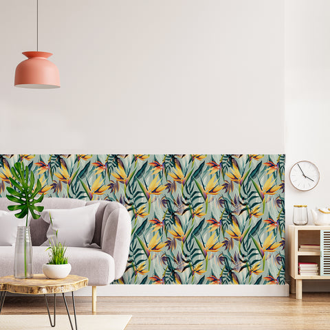 Europe and the United States style forest wallpaper - yellow and green intertwined with the beauty of the rainforest