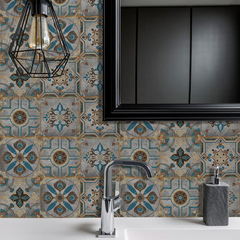 Retro Blues: The Artistic Journey of Tile Stickers