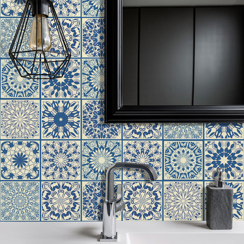 Blue and yellow interweaving: the romantic style of tile stickers