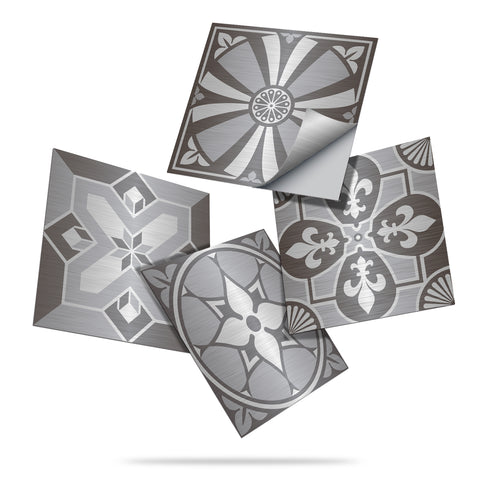 Silver-white radiation: modern tile sticker with geometric lines