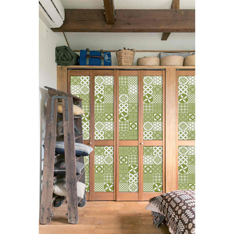 Olive Green Floral Tiles Tiles Creative tile stickers