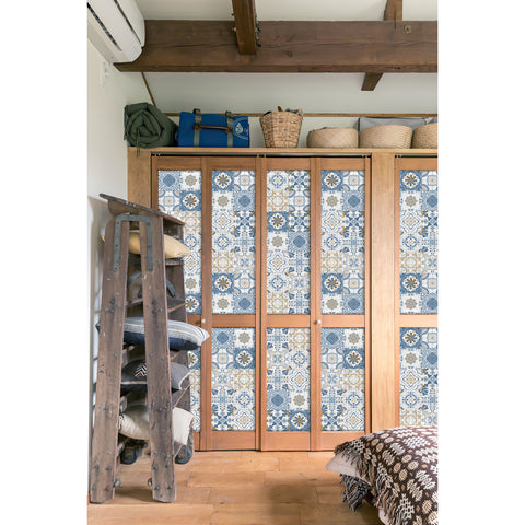 Blue-brown elegant tile stickers: inject retro charm into the space