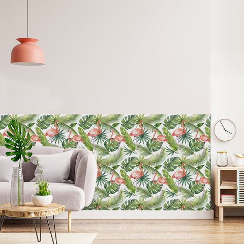 Tropical plants and flamingos in the forest wallpaper - Tropical Forest Fantasy Painting