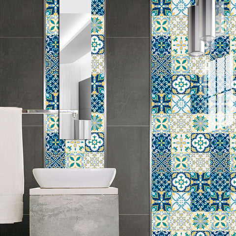 Fresh blue and yellow: the artistic vitality of tile stickers