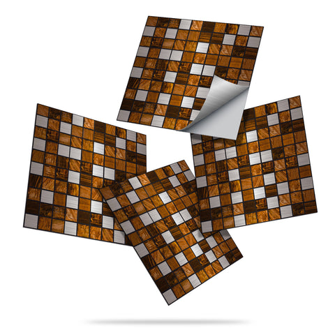 Silver Brown Wood Grain: Warm Countryside Tile Sticker