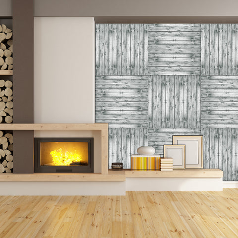 Iron Gray Rustic Wood Grain Vinyl Wallpaper