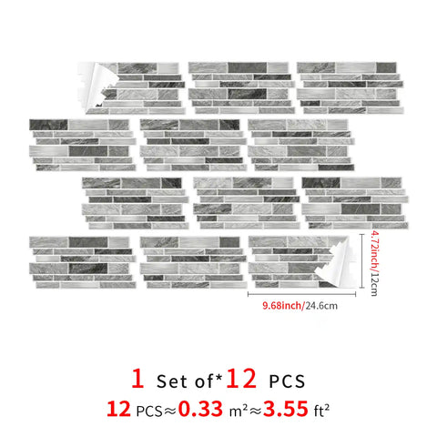 Special Shaped Marble Tile Sticker (Light Grey) 12pcs Peel And Stick Wallpaper Luxury and Elegant Style Wall Decor