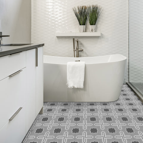 The perfect blend of art and practicality - Scandinavian style grey and white thickened frosted floor stickers