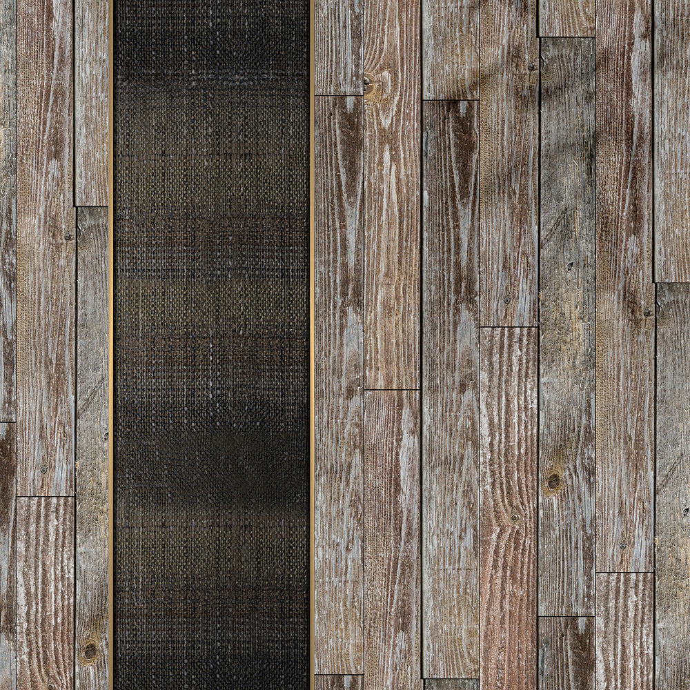 Vintage Brown Barn Wood Wallpaper for Dining Room