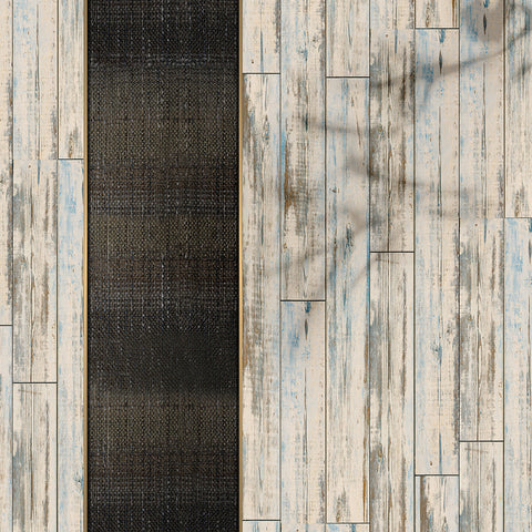 Farmhouse Style Wood Wallpaper - Weathered Blue and Beige Finish