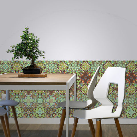 Green and brown retro - natural style tile stickers