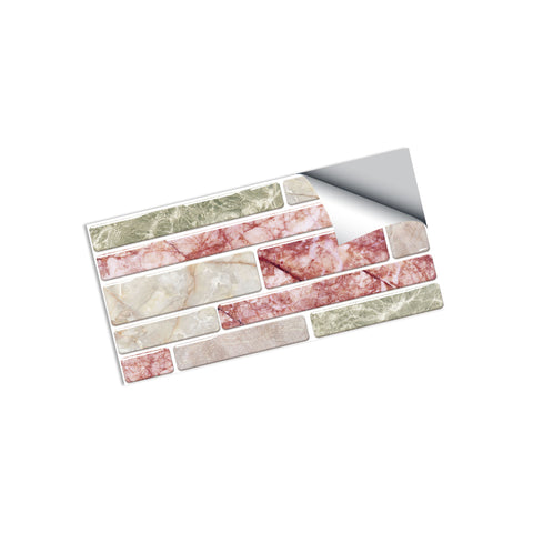 Beige and Pink Splicing Marble Texture Floor Stickers Peel and Stick