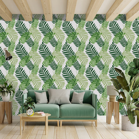 Tropical Green Forest Wallpaper - Interwoven Layers of Greenery in a Natural Design