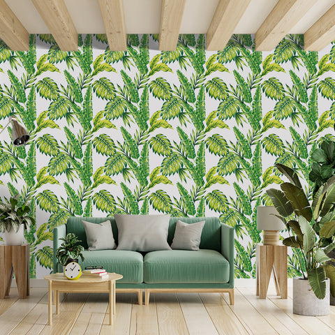 Scandinavian Tropical Greenery Forest Wallpaper - A marvelous blend of Scandinavian and tropical