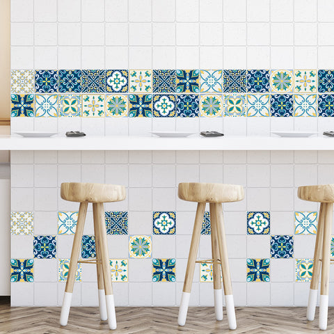 Fresh blue and yellow: the artistic vitality of tile stickers