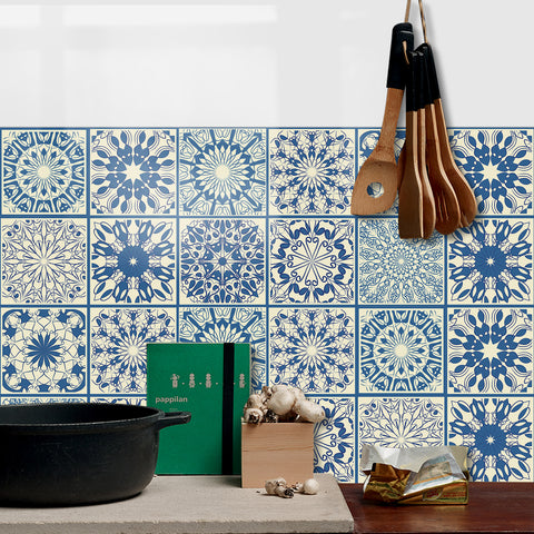 Blue and yellow interweaving: the romantic style of tile stickers