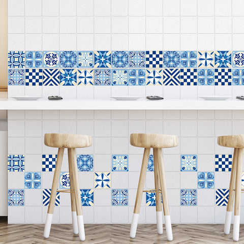 Fresh blue and white: the simple beauty of tile stickers