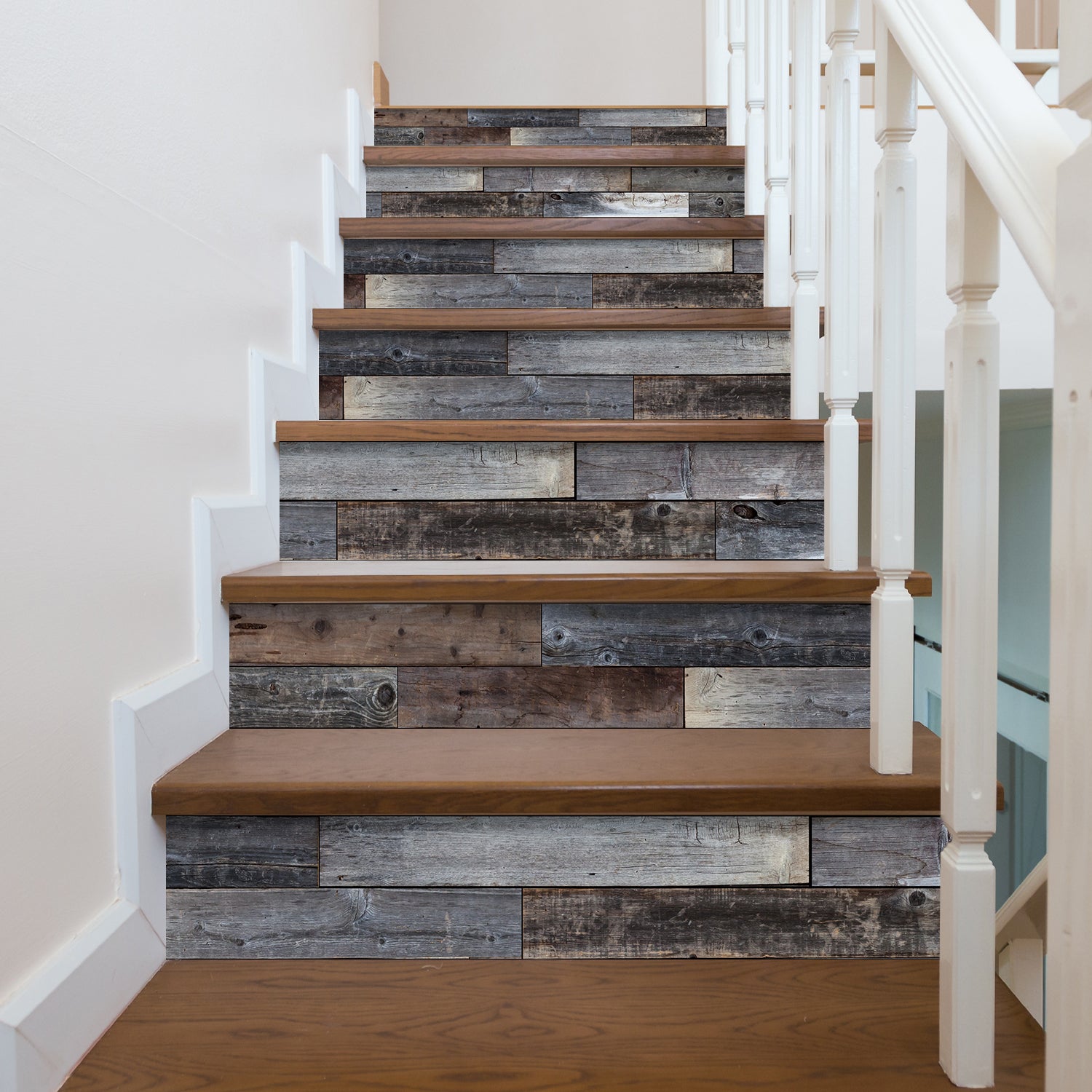 Grey Wallpaper Wallpaper That Looks Like Wood for Stair Decoration