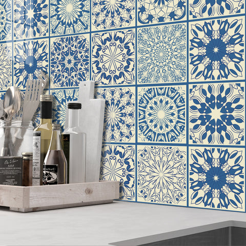 Blue and yellow interweaving: the romantic style of tile stickers