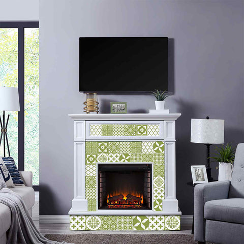 Olive Green Floral Tiles Tiles Creative tile stickers
