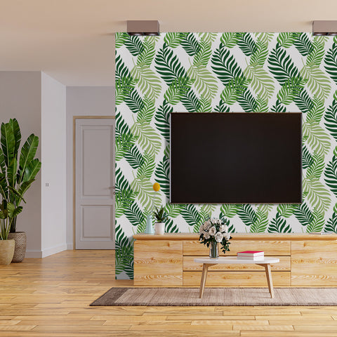 Tropical Green Forest Wallpaper - Interwoven Layers of Greenery in a Natural Design