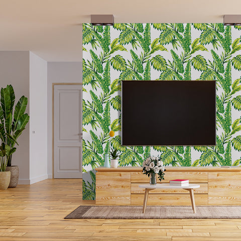 Scandinavian Tropical Greenery Forest Wallpaper - A marvelous blend of Scandinavian and tropical