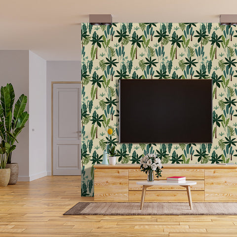 Tropical Foliage Forest Wallpaper - Harmonious Blend of Deep Green Leaves and Natural Textures